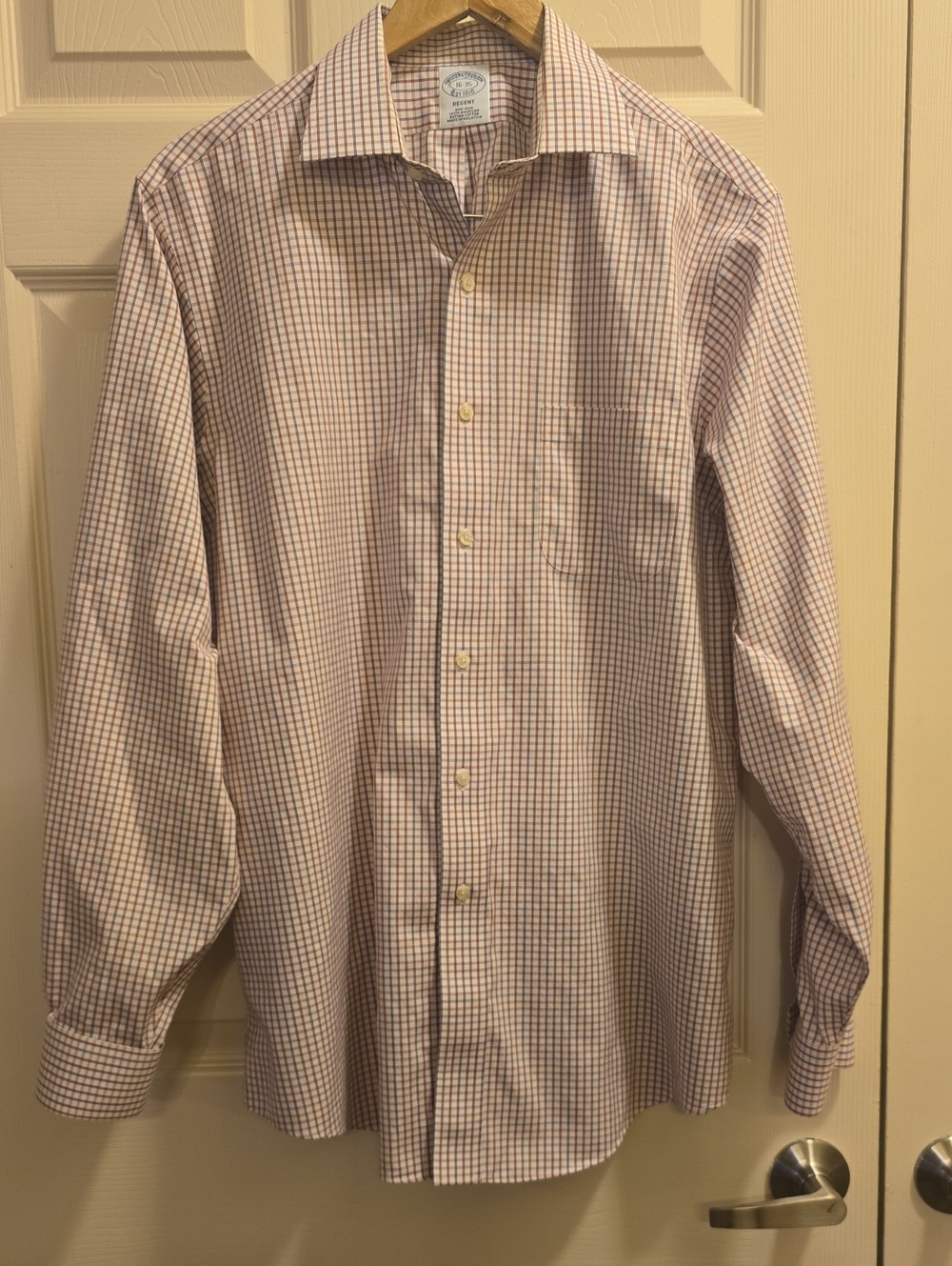 Brooks Brothers Men's Red,Blue and White Micro Check Dress Shirt